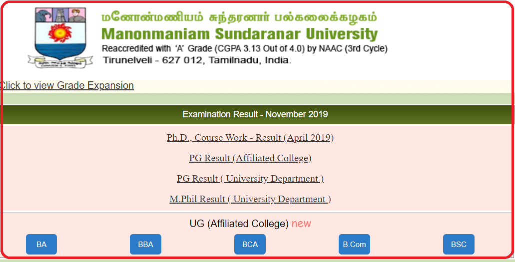 MS University UG Results 2021 (November), MSUniv BA B.Sc B.Com Degree ...