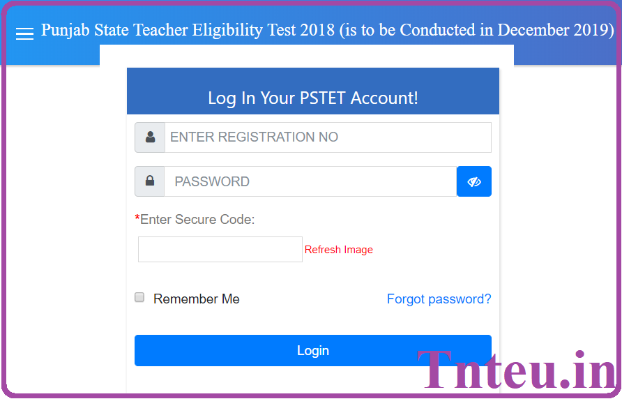 PSTET 2018-2019 Admit Card