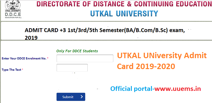Utkal University Admit Card 2019