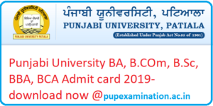 Punjabi University Admit Card 2021 BA B.Com B.Sc BCA BBA Download PUP ...