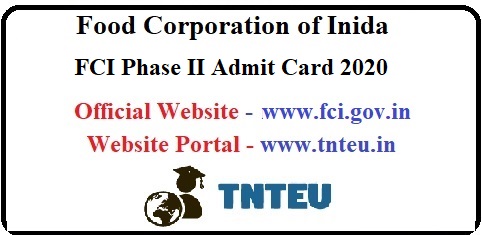 FCI Manager Phase 2 Admit Card 2020