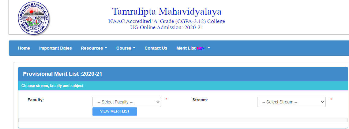 Tamralipta Mahavidyalaya Merit List 2022 BA B.SC B.Com Admission Merit ...