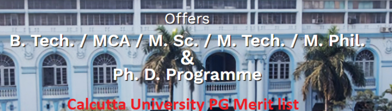 Calcutta University PG Merit List 2021 Pdf Download CU MA M.COm M.SC ...