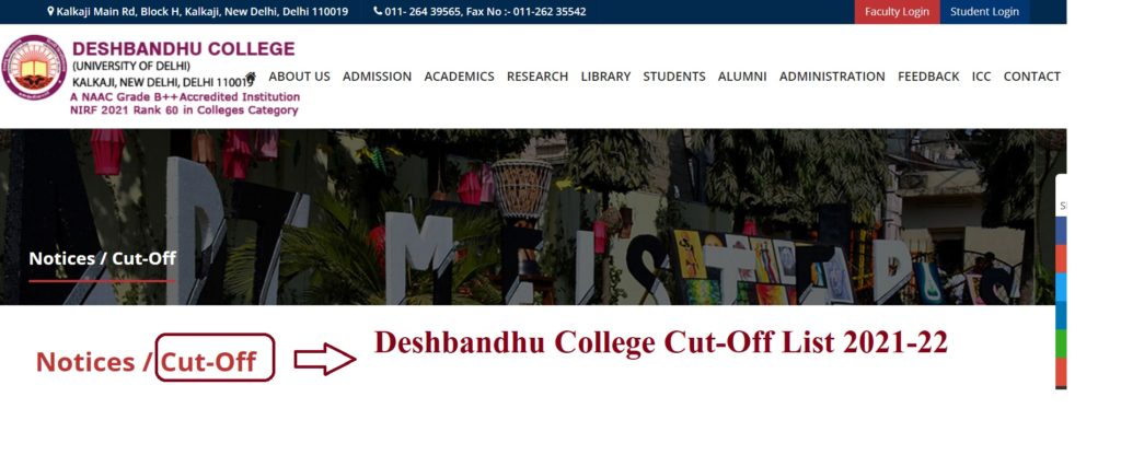 Deshbandhu College Cut Off List 2021