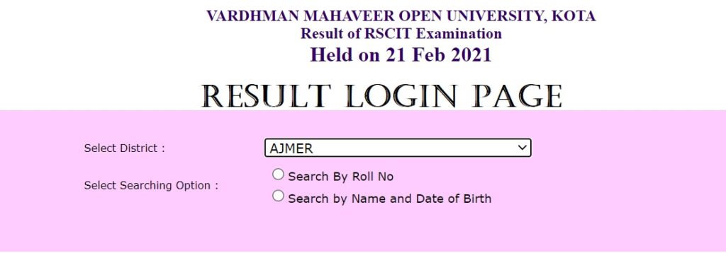 rkcl.vmou.ac.in RSCIT Result 2021 