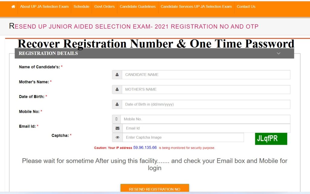 Recover Registration Number & Password