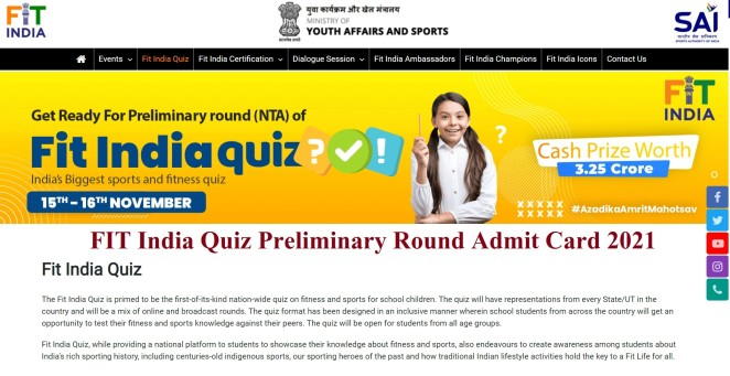 FIT India Quiz Admit Card