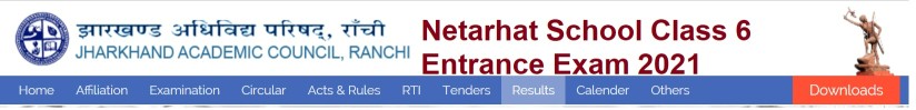 Netarhat School Class 6 Admit Card 2021