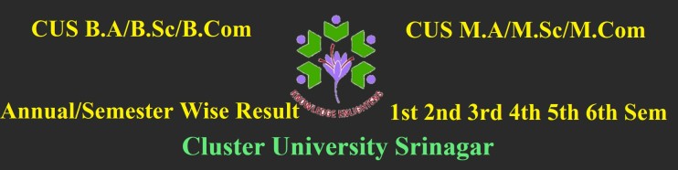 Cluster University Srinagar Result 2021 UG PG Result