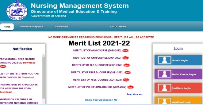 Odisha Nursing Final Merit List 2021-2022