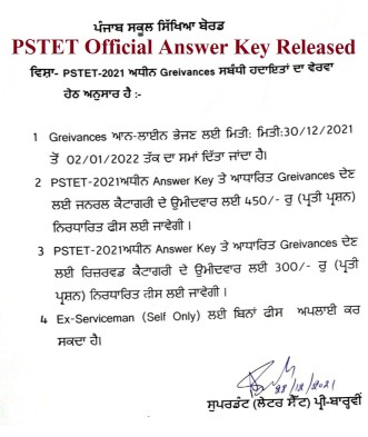 PSTET Official Answer Key  2021