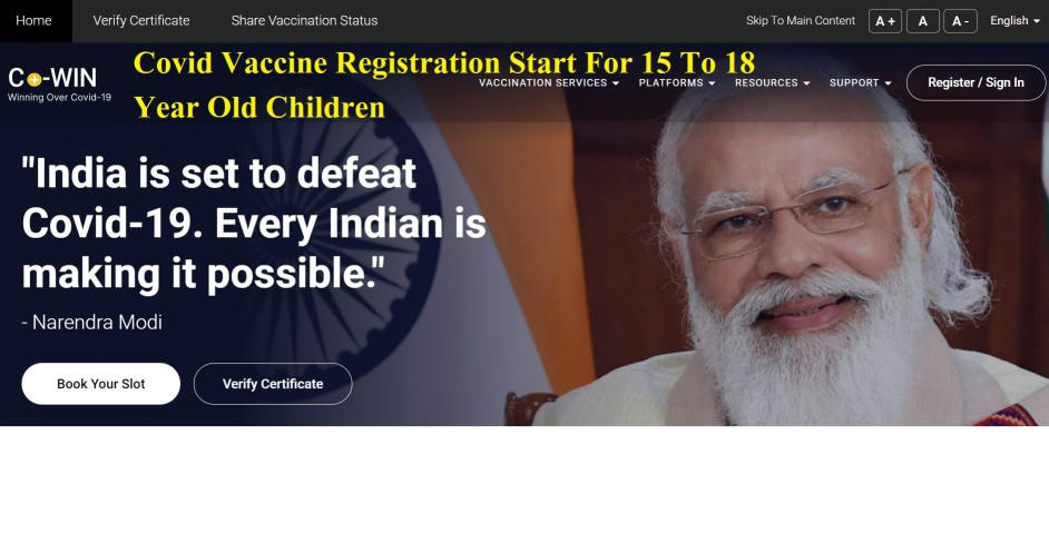 Covid Vaccine Registration 15 To 18 Year