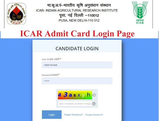 ICAR IARI Technician Admit Card 2022 Login Page