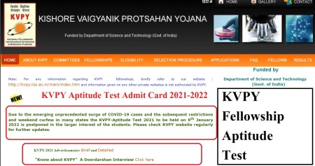 KVPY Aptitude Test Admit Card 2021-2022