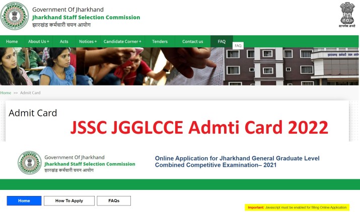 JSSC JGGLCCE Admit Card 2022