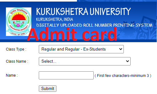 KUK Admit card 2022