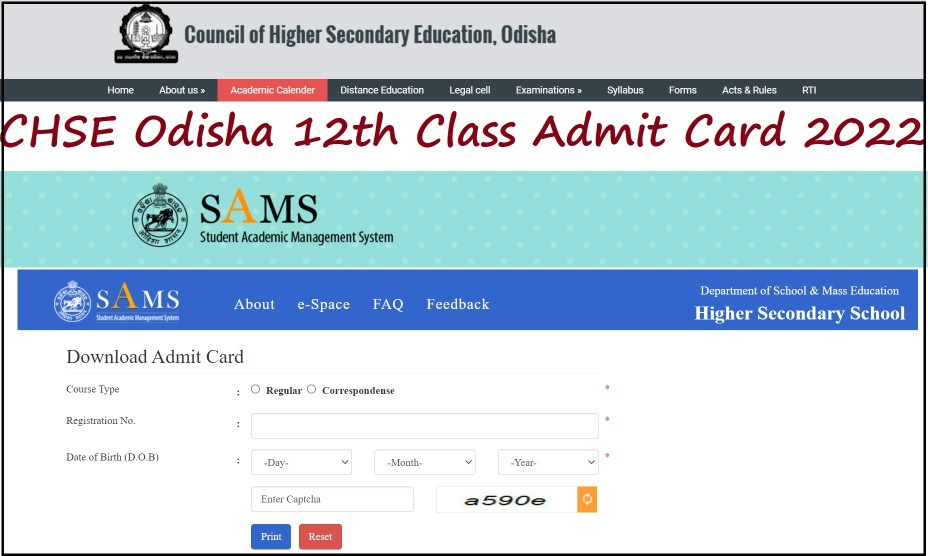 CHSE Odisha +2 Admit Card 2022