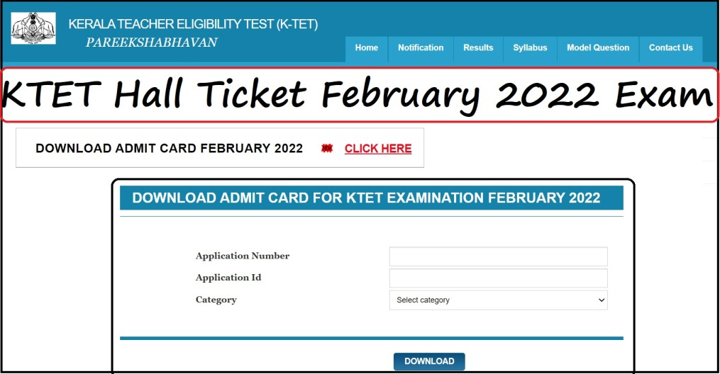KTET Hall Ticket 2022 Download