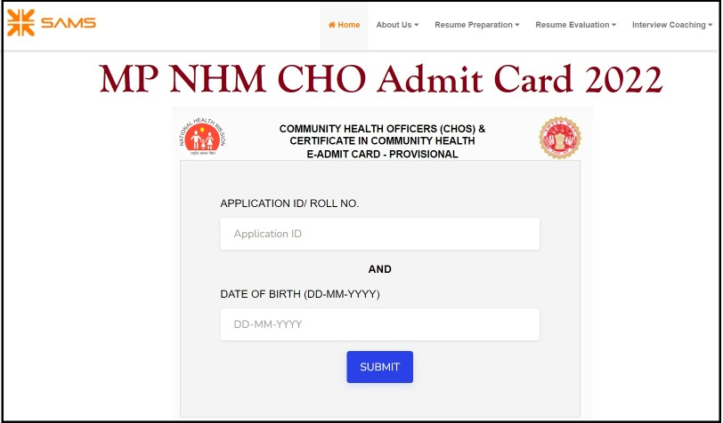 MP NHM CHO Admit Card 2022