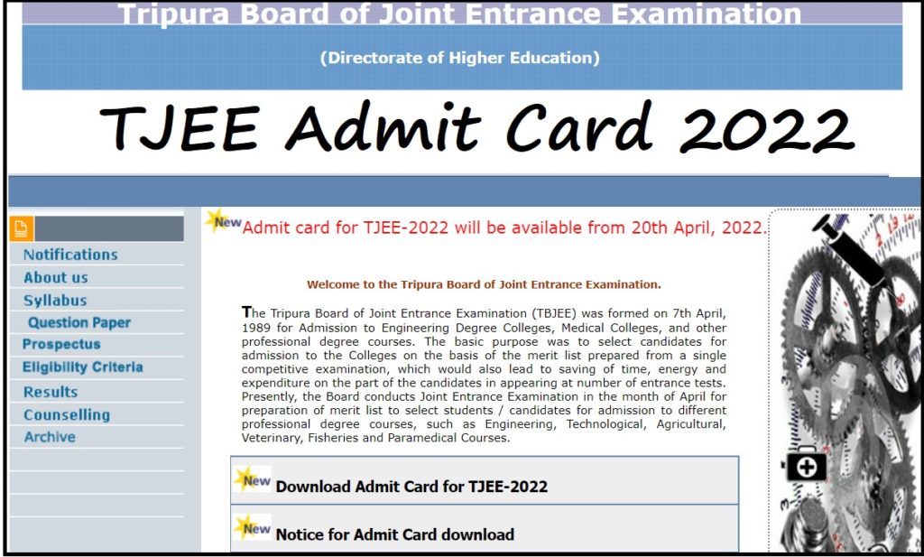 TJEE Admit Card 2022
