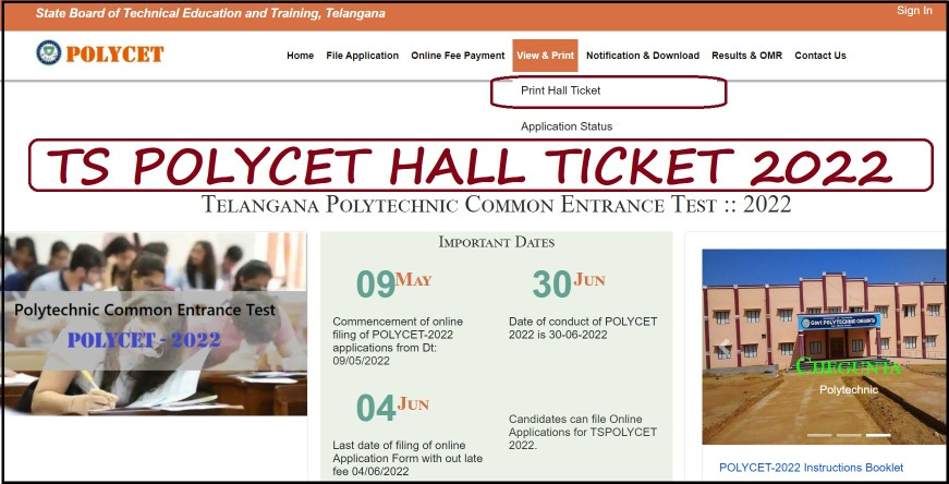 TS Polycet Hall Ticket 2022