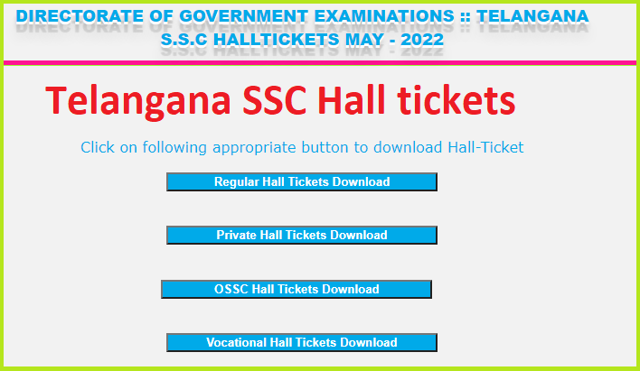 TS SSC Hall Ticket 2022 download