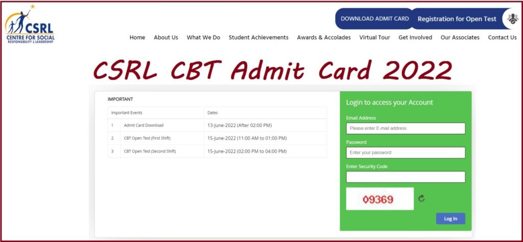 CSRL Admit Card 2022