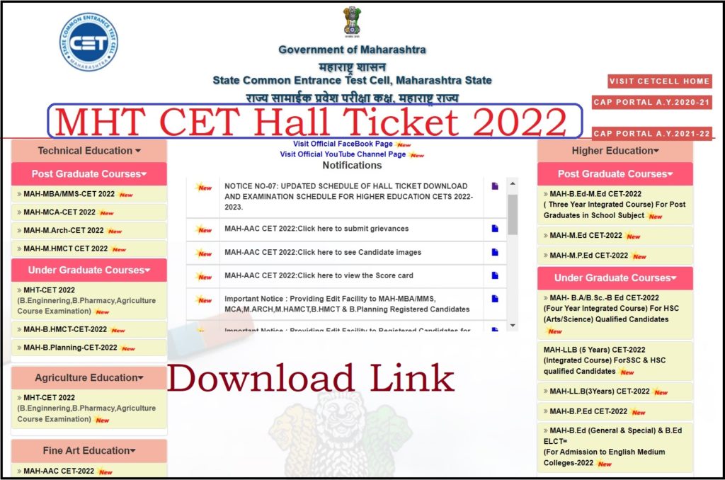 MHT CET Hall Ticket 2022