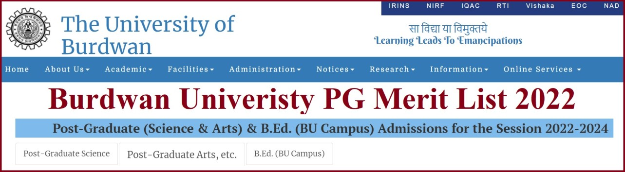 Burdwan University Pg Merit List 2022 24 Out Pg Admission List 2022 