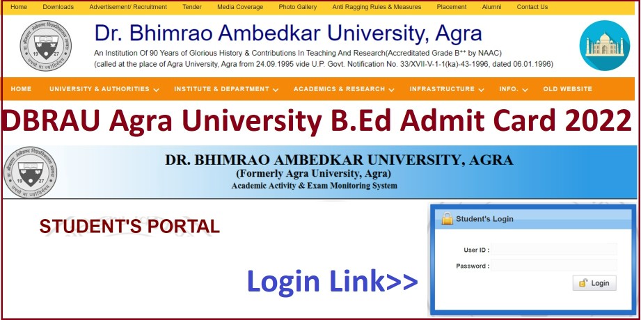 Agra University B.Ed Admit Card 2022