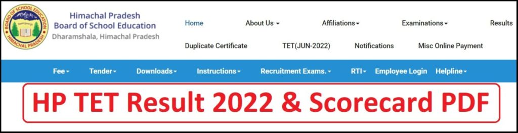 HP TET Result 2022 & Scorecard