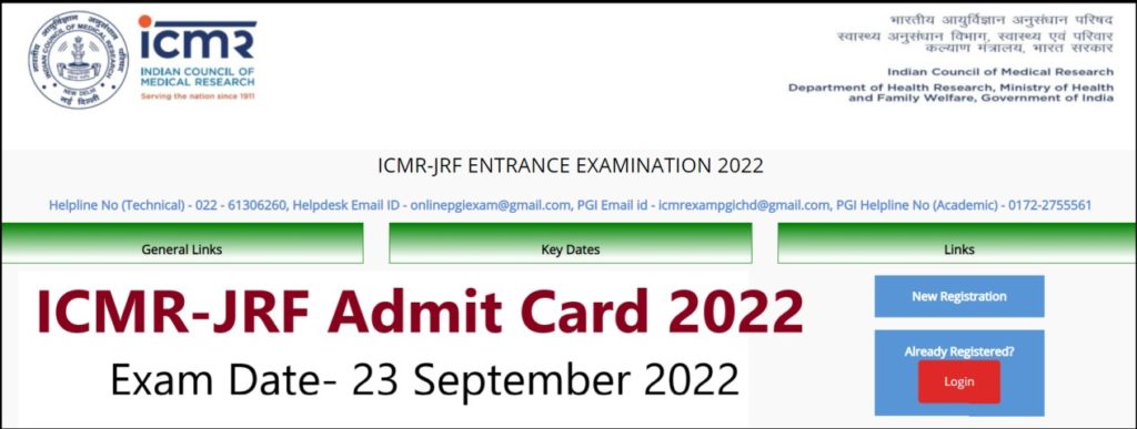 PGIMER ICMR JRF Admit Card 2022