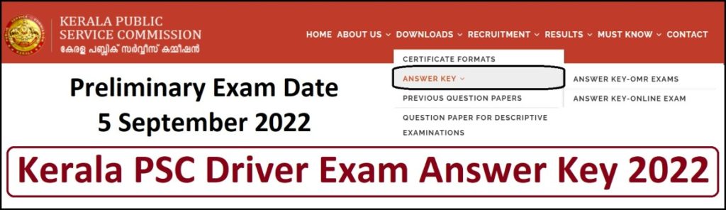 Kerala PSC Driver Exam Answer Key 2022