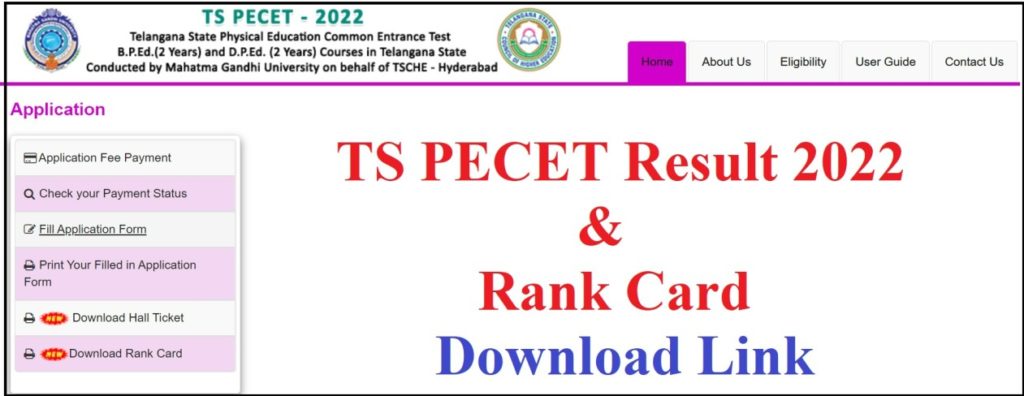 TS PECET Result 2022 Link OUT Rank Card B P Ed D P Ed PET Exam