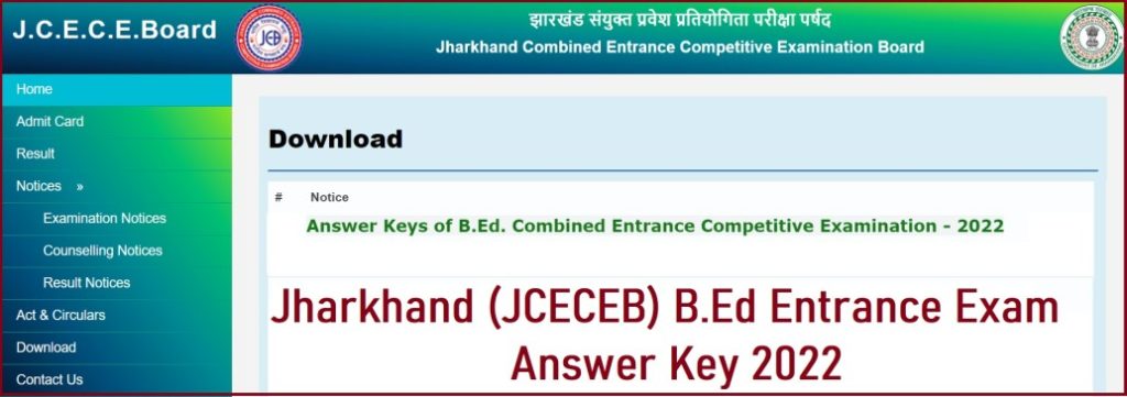 Jharkhand B.Ed Answer Key 2022