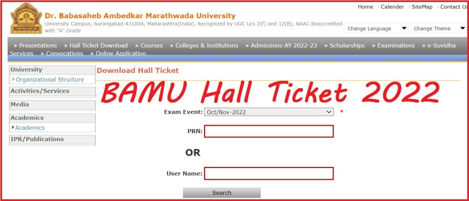 BAMU Hall Ticket 2022 Downlaod Link