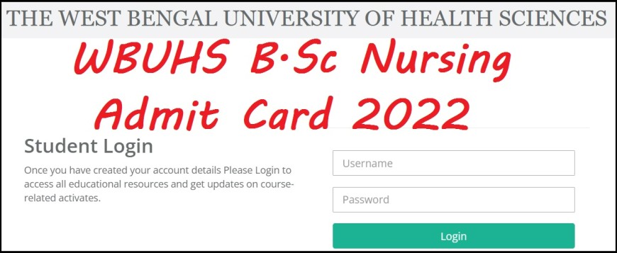 WBUHS B.SC Nursing Part 2 Admit Card 2022