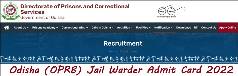 Odisha Jail Warder Admit Card 2022