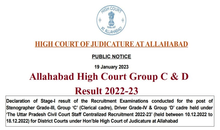 Allahabad High Court Group C & D Result 2022-2023