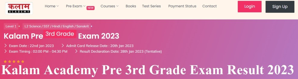Kalam Academy Pre 3rd Grade Result 2023