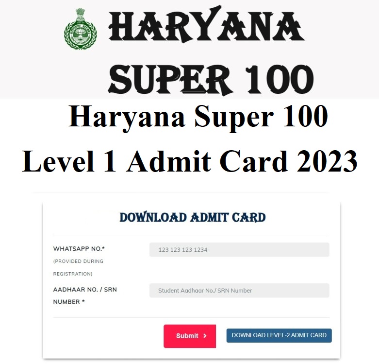 Haryana Super 100 Level 1 Admit Card 2023