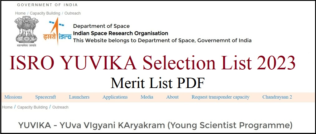 ISRO Yuvika Selection List 2023